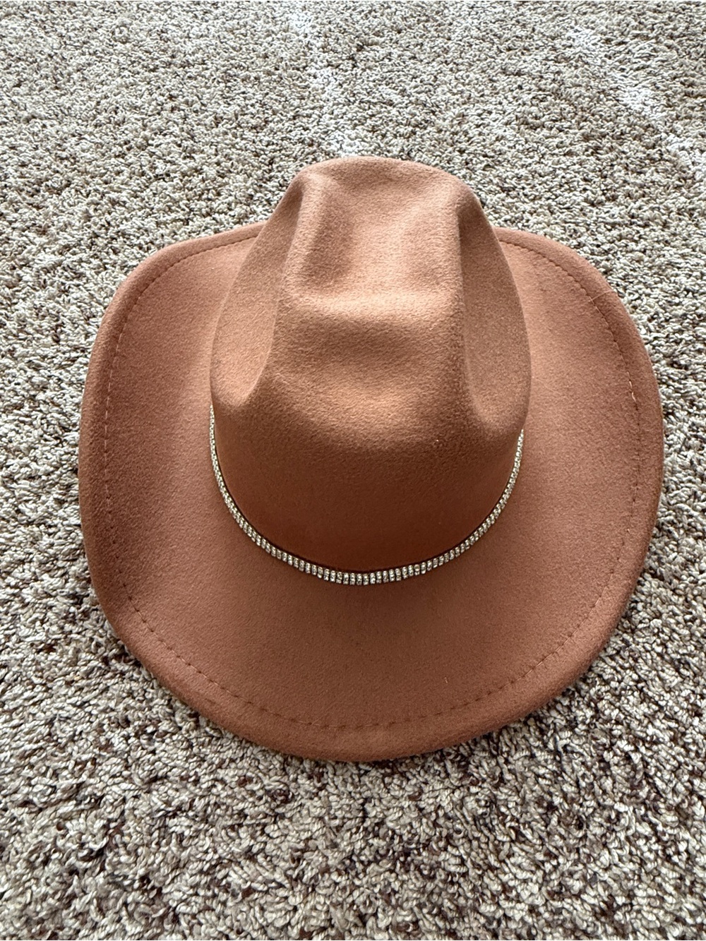 Women's Brown Felt Rancher Hat with Rhinestone Band